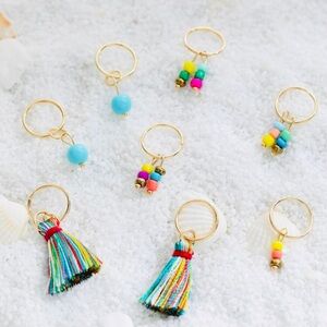 8pcs Bead & Tassel Charm Hair Ring